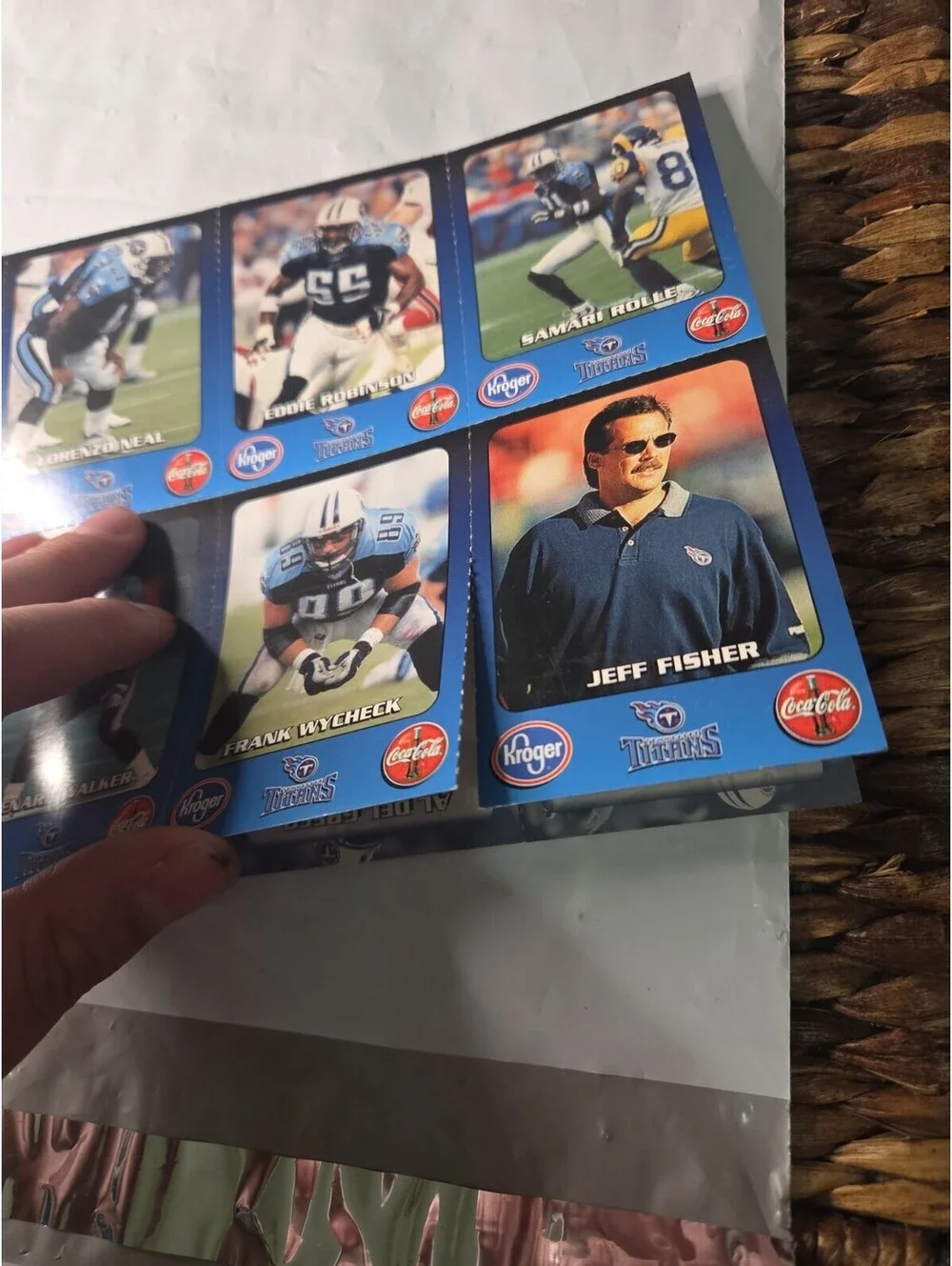 1999 Tennessee Titans 16 Uncut Trading Card Set 10x14 Sheet